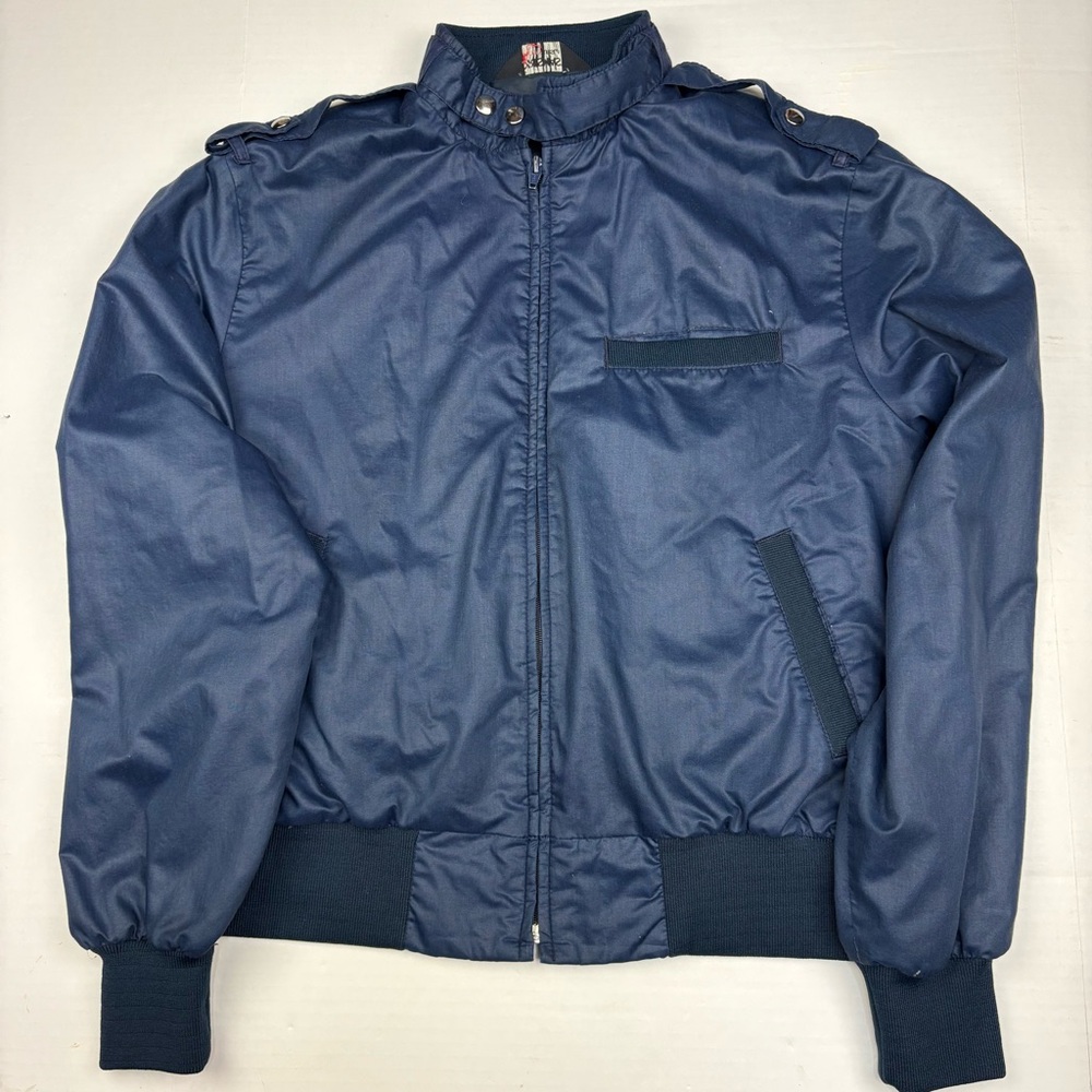Vintage Sportsmaster Men Large Jacket Navy Blue Bomber Lightweight Dad Grandpa
